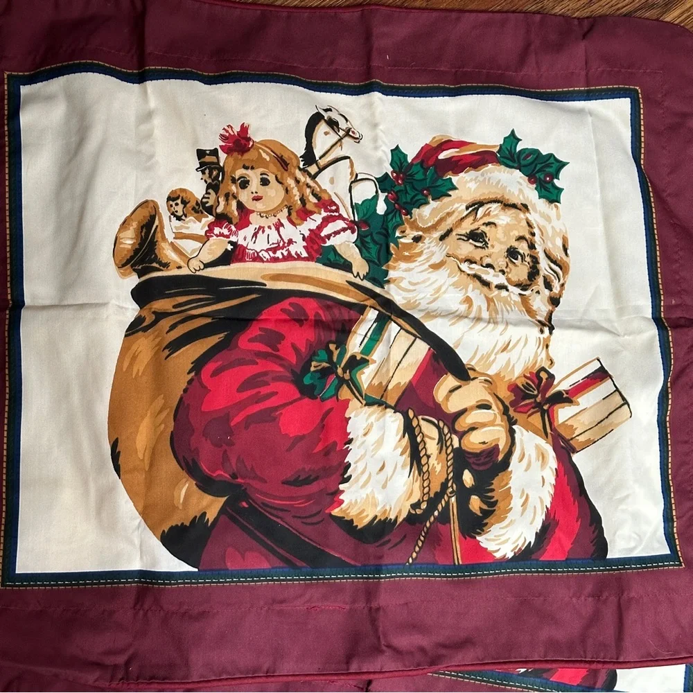Two vintage Christmas pillow shams 29” X 24” Clean!‎ Santa With Sack